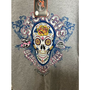 Sturgis Black Hills Rally Skull Women’s Tshirt Gray Size Small New